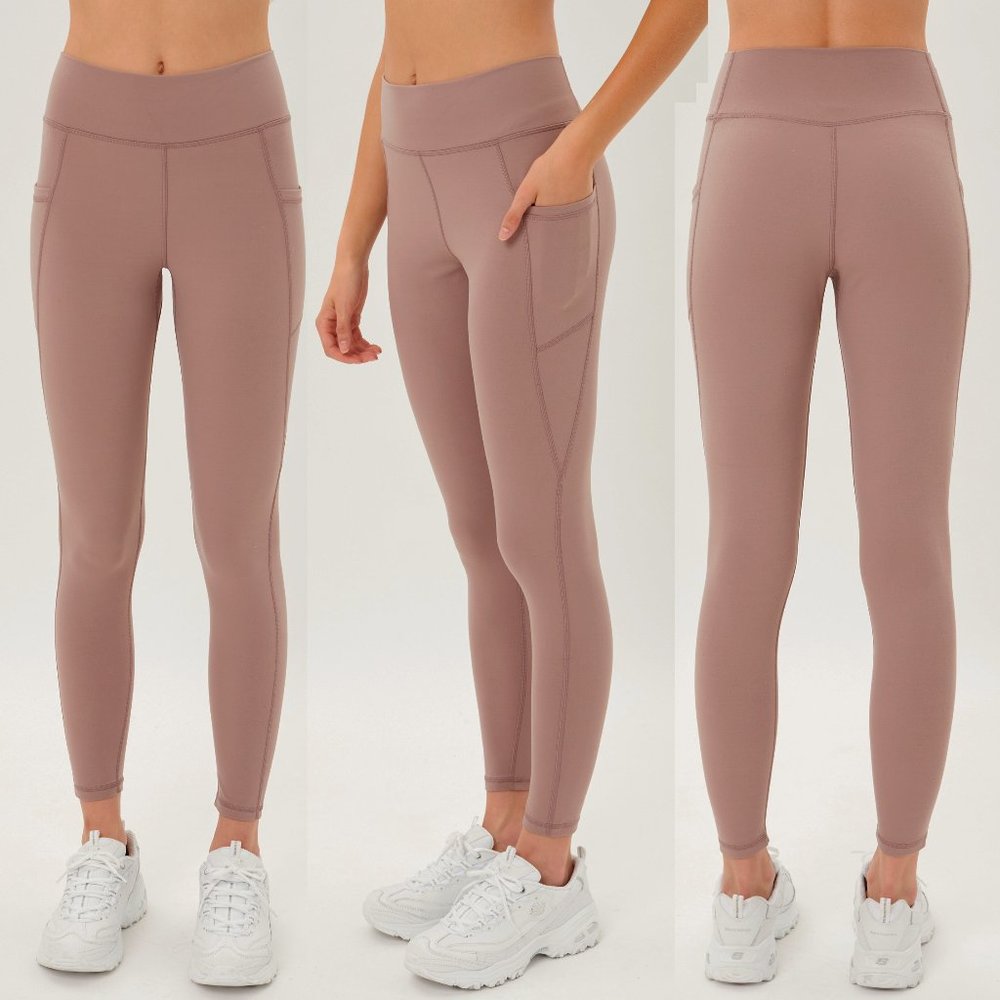 NEW Buttery Soft 2nd Skin High Waist Side Pocket Ankle Length Leggings Pink Clay